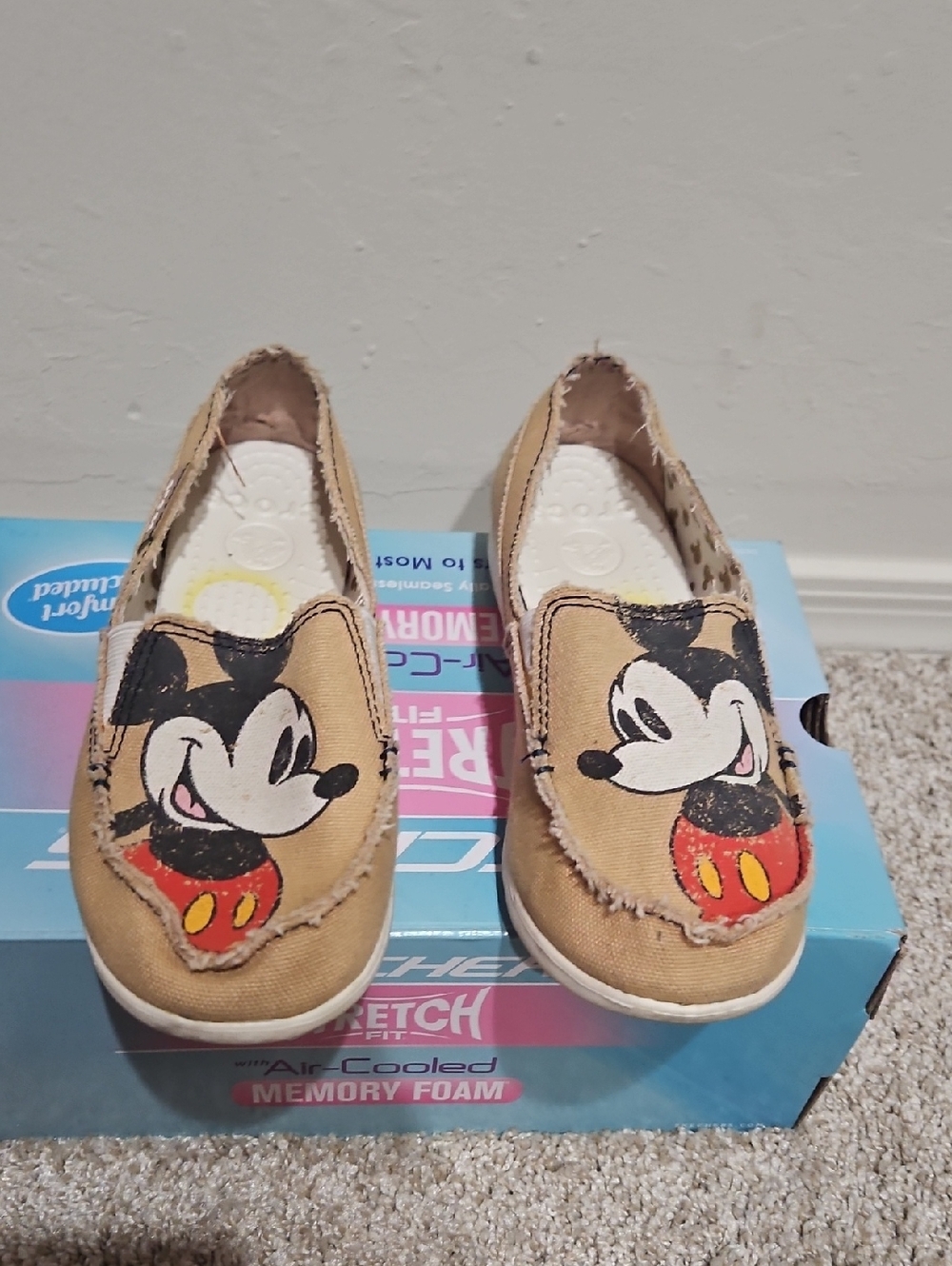 Crocs & Disney Mickey Mouse Tan Frayed Canvas Loafers
